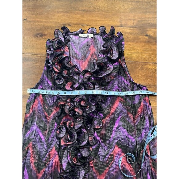 Cato Women’s 18/20W Button Down Ruffle Front Royal Purple Sleeveless Blouse - Picture 5 of 11